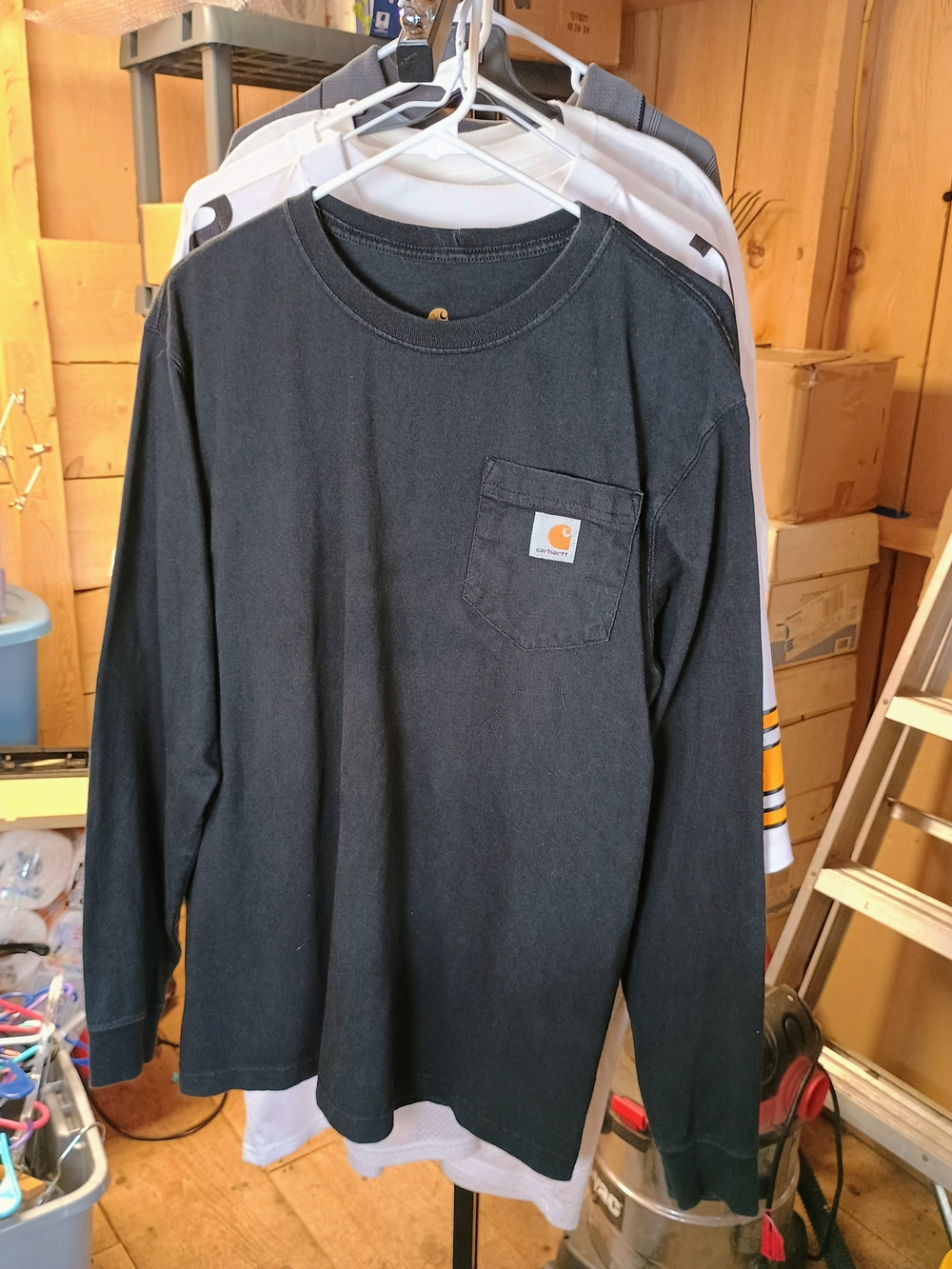 Carhartt Black Long Sleeve Pocket Shirt with Logo Patch Bin 32